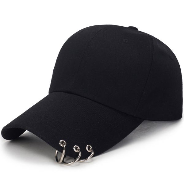 HT1737 Primavera Verão Homens Mulheres Boné Sólido Preto Rosa Branco Snapback Boné Bonés de Beisebol com Anéis Bonés de Beisebol Ajustáveis