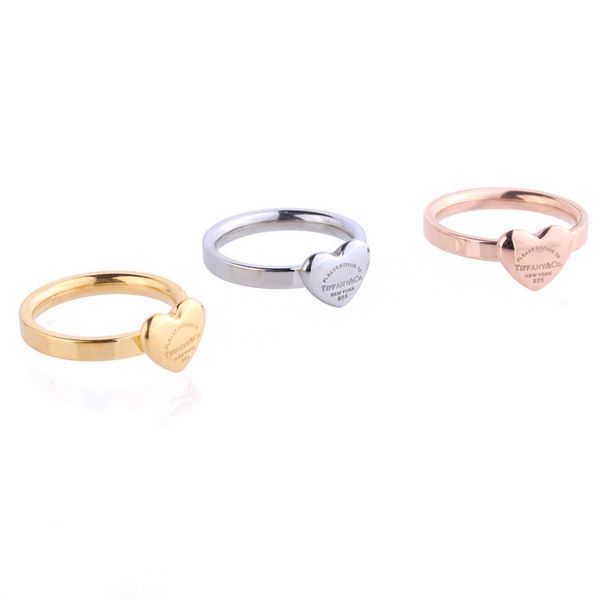 

316L Titanium steel lovers Band Rings with heart shape for Women brand jewelry Hot Sale PS5507