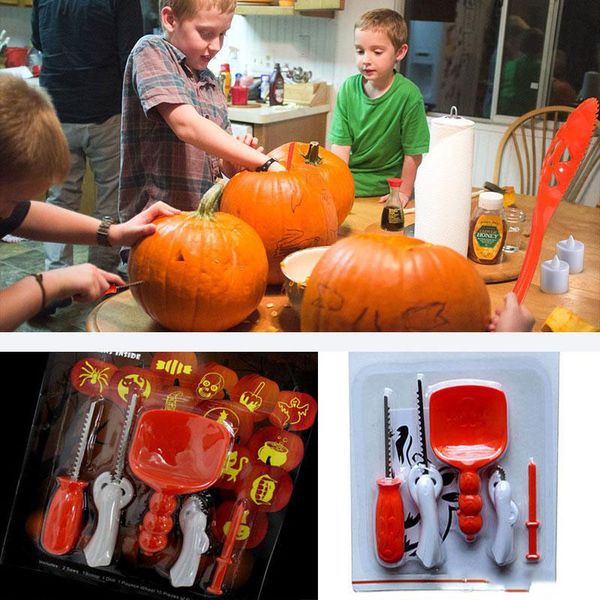 

halloween pumpkin carving kit diy kids children pumpkin lantern carving toy knife set tools xmas gifts 5pcs/lot