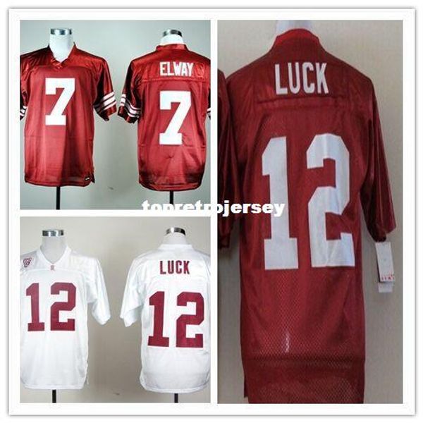 

factory outlet- wholesale stanford 7 john elway 12 andrew luck college football jersey embroidery logo, Black;red