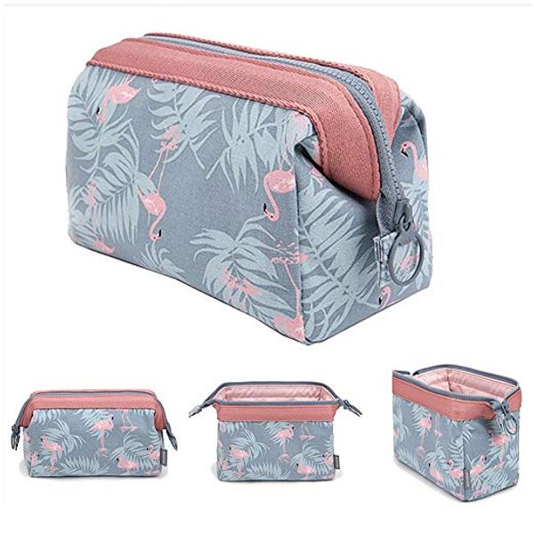 Multifunktionale Make-up-Tasche, hellblauer Flamingo-Pinsel-Organizer, Clutch, Geldbörse, Reisetasche