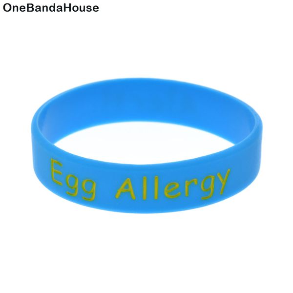 

1pc egg allergy silicone wristband children size carry this message as a reminder in daily life, Black