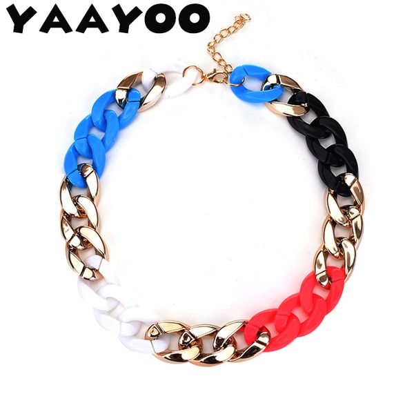 

whole saleyaayoo 2017 fashion women acrylic large choker & necklaces trendy statement chain necklace for women fine jewelry wholesale, Golden;silver