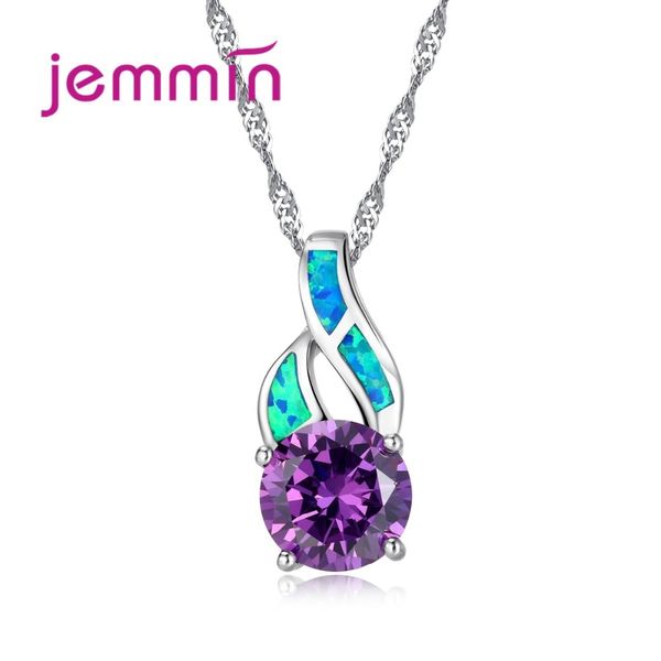 

jemmin 3 colour 925 sterling silver necklace fine opal pendant necklace for women austrian crystal engagement wedding jewelry