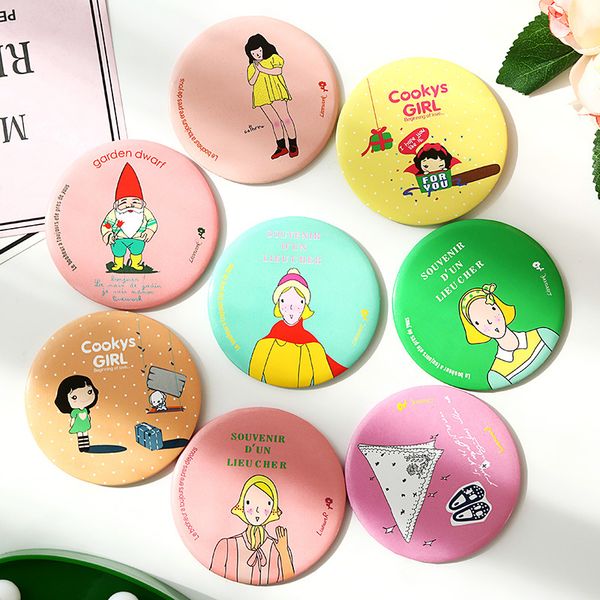 

round makeup mirror 7 style cartoon pattern portable compact pocket women girl cosmetic small compact mirrors