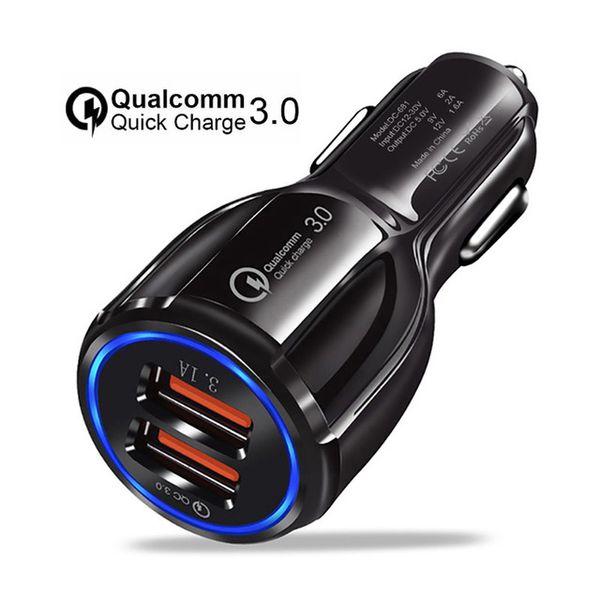 

car charger 5v 3.1a quick charge dual usb fast charging for iphone xs max 7 8plus for samsung for xiaomi