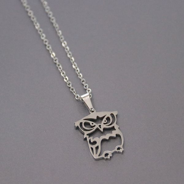 

1pc big owl stainless steel necklace nighthawk pendants necklaces women kids girls fashion jewelry accessories, Silver