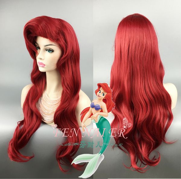 

the little mermaid wigs long wave wavy wig princess ariel cosplay wig + cap, Black