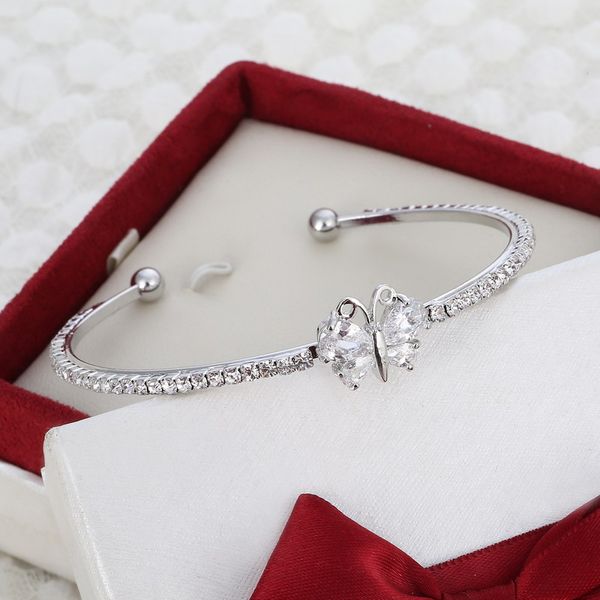 

hesiod silver plated butterfly cuff bangles bracelets for women valentine day gifts wedding party jewelry, Black