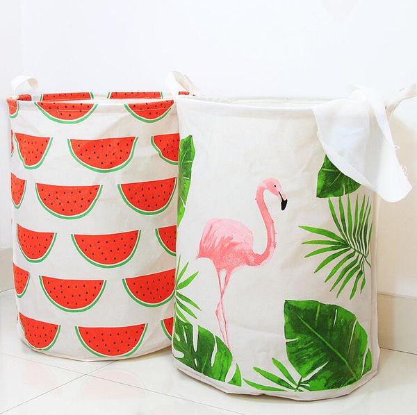 

new cartoon waterproof laundry hamper watermelon pattern storage baskets home decoration storage barrel kid toy organizer basket