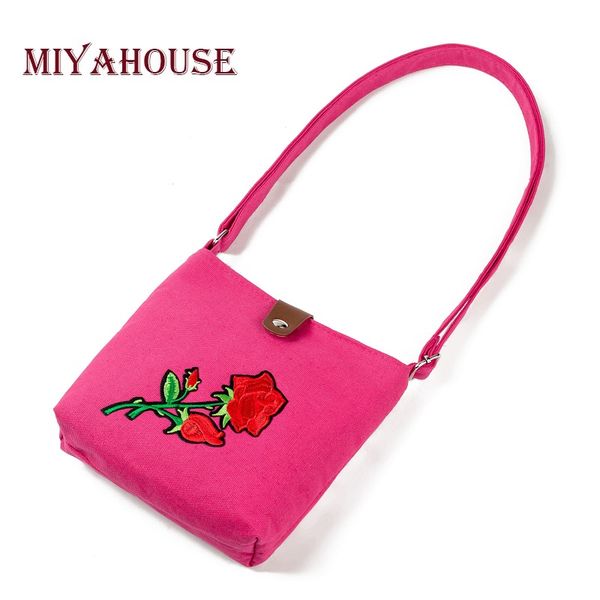 

miyahouse small shoulder bag women embroidery design rose floral printed crossbody bag lady canvas messenger