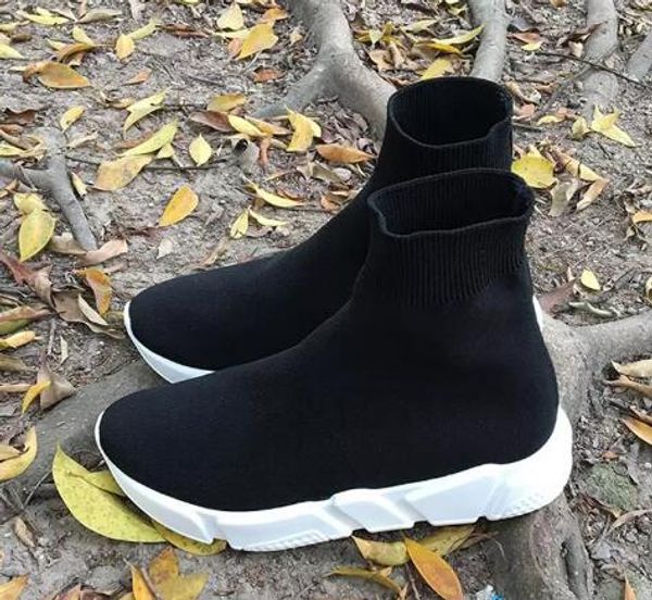 

fast shipping brand casual shoes flat fashion men socks red triple black stretch mesh high women sneaker speed runner