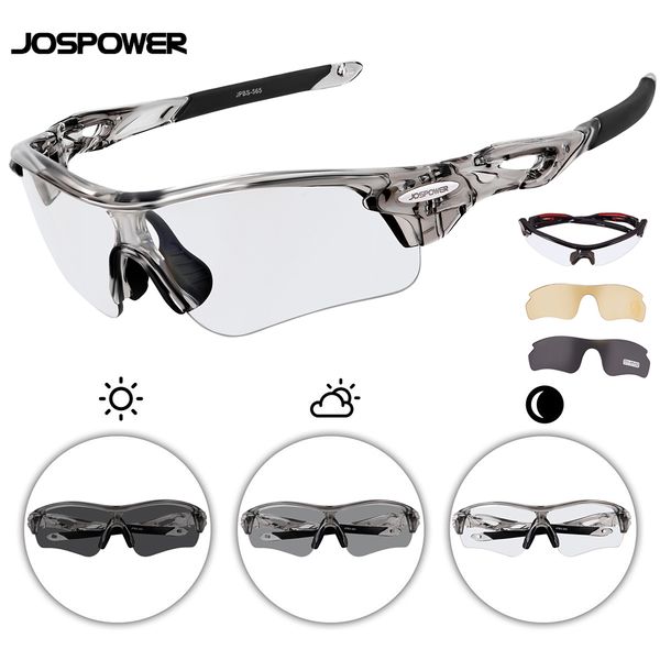 

jospower pchromic cycling bike glasses eyewear outdoor sports mtb uv400 fishing driving sunglasses polarized goggles 3 lens