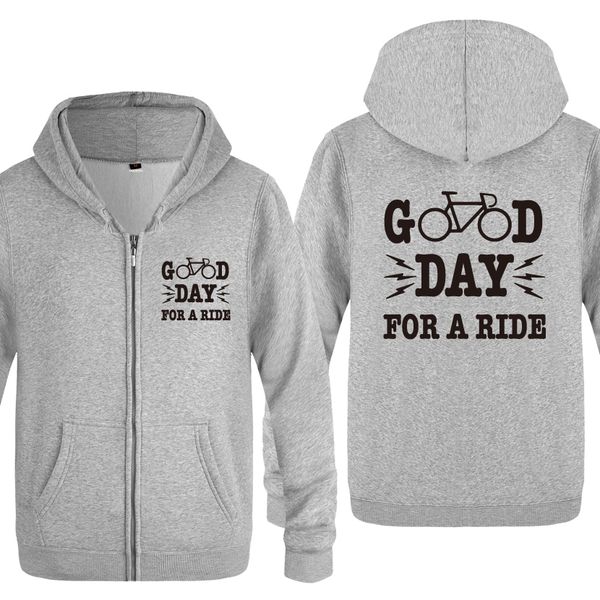 

good day for a ride bicycle funny creative hoodies men 2018 men's fleece zipper cardigans hooded sweatshirts, Black