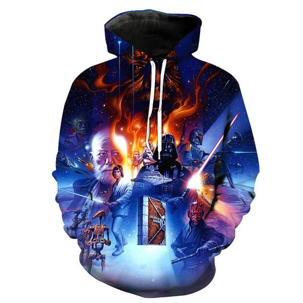 

новые моды для мужчин / женщин смешные известный фильм последний harajuku стиль 3d смешно печатных crewneck толстовка мода повседневная 3d т, Black