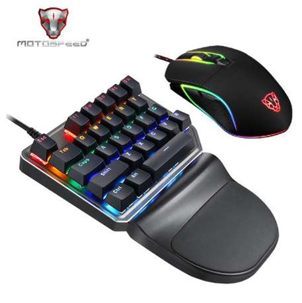 MotoSpeed ​​K27 V30 Único Mão Mão Mecânica PC Pubg Gaming Teclado 27 Chave Frigideira USB 9 LED Backlit Modelo Russo Adesivo