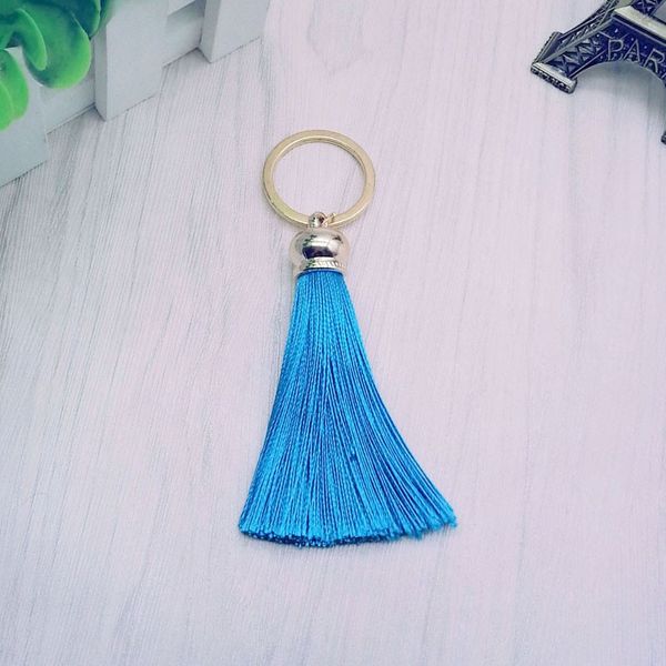 

women new tassel key ring fashion cute silk tassel key chain charm holder party gift jewelry, Silver