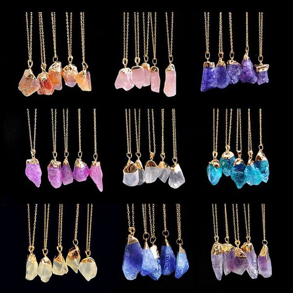 

5pcs/ lot Multicolor Natural Crystal natural stone original charm Pendant Necklace Necklace Accessories for men and women