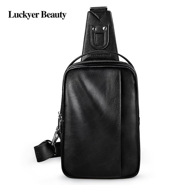 

luckyer beauty pu leather chest bag for men large capacity male sling bag for phone men's travel crossbody