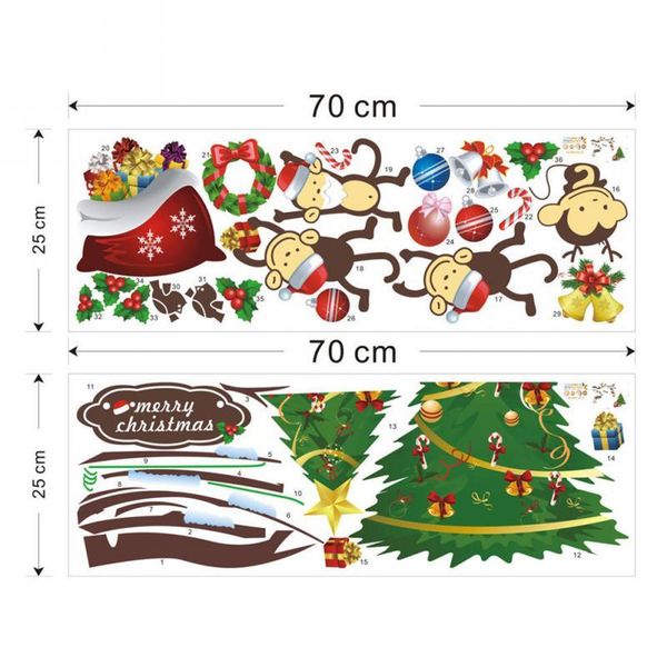 

christmas tree naughty monkey removable family decor lovely room wall sticker