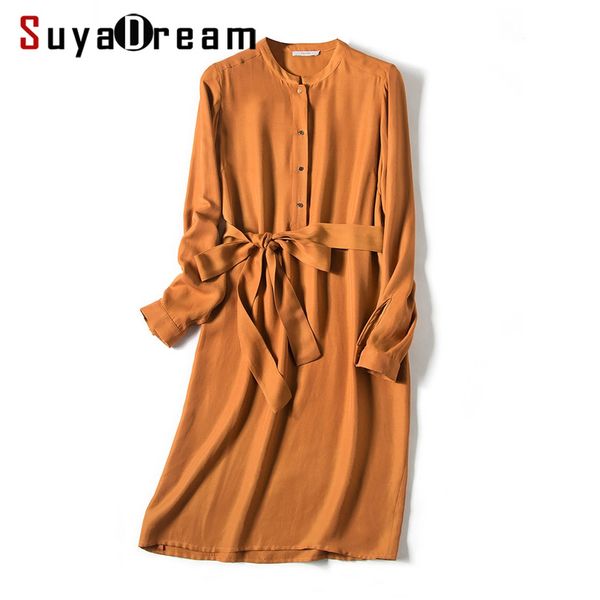 

women dress luxury 50% silk 50%cotton knee length solid belted dresses 2018 new spring ginger, White;black