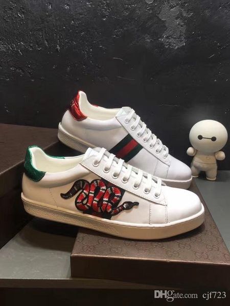 

18ss высокое качество повседневная обувь люксовый бренд обувь с высокое качество натуральная кожа пчела тигр полосой кроссовки размер 36-45