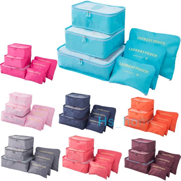 

multifunction foldable trunk suitcase storage bag 6-piece set shirt sundries data line washing storage bag 8 colors travel essential