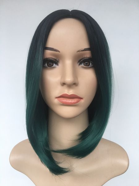 Ombre Black Girl Fashion Wig Short Straight Wigs Synthetic Hair