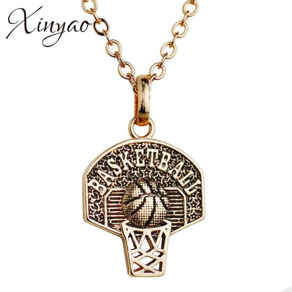 

xinyao hip hop stainless steel baketball pendant necklace for women men chain sport necklace jewelry collier femme, Silver