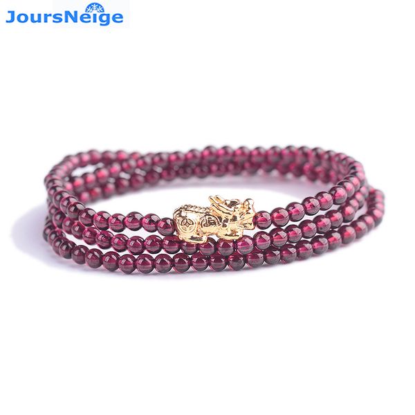 

wholesale natural garnet stone bracelets wine red bead with shakin pixiu bracelet lucky for women crystal multilayer jewelry, Black