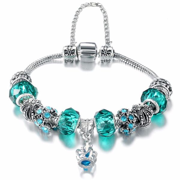 

silver bracelets for women mix crystal crown beads chain bracelet wedding party accessories jewelry pulseira bijoux gifts, Black