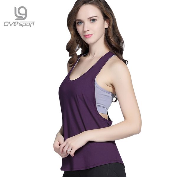 

ovesport summer workout yoga shirts women fitness clothes quick dry loose gym running tank sportswear for girls t-shirts, White;red