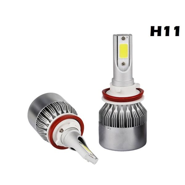 

2pcs c6 h11 led bulb super bright auto car headlight 2x36w 7600lm 6000k 24v single beam all in one cob chip auto bulb