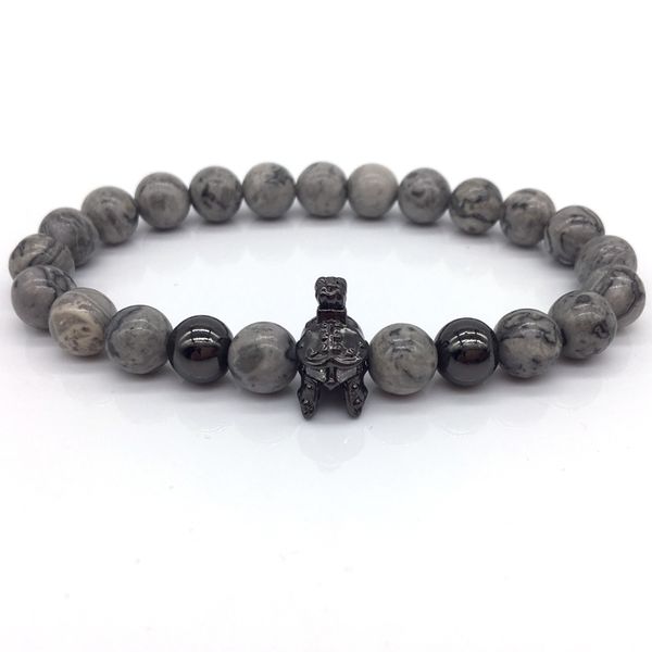 

wholesale- naiqube 2017 brand new fashion roman spartan warrior bracelets for men women with grey stone bead charm bracelet jewelry gift, Golden;silver