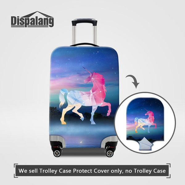 

travel accessories diamond unicorn luggage protective cover for 18-30inch trunk galaxy universe design waterproof dustproof covers for women, Black
