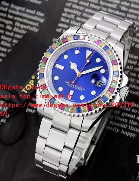 

3 colors latest version 116695 asia movement 40mm crystal diamond bezel stainless steel mechanical automatic men's watch, Slivery;brown