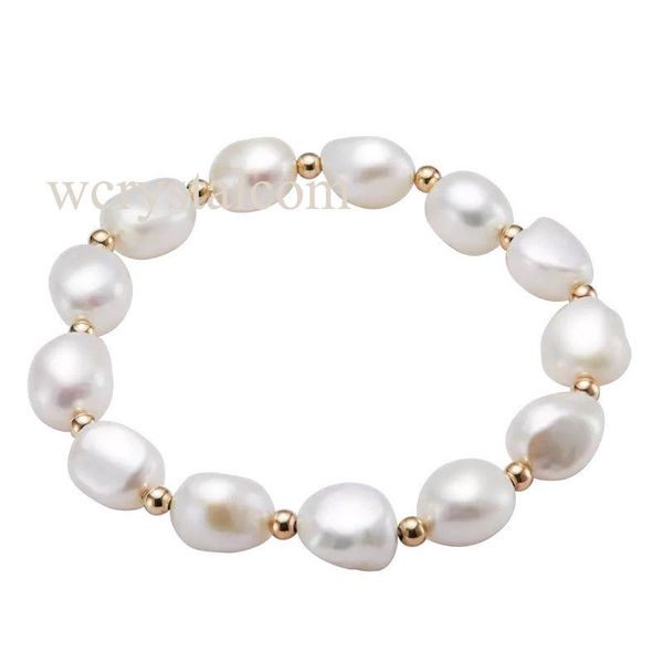 

baroque freshwater cultured pearl 9-10mm bracelet 9k yellow gold 3mm stretch, Black