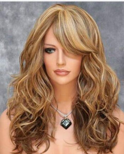 

women's mid-length mixed brown wig everyday hair wig, Black;brown