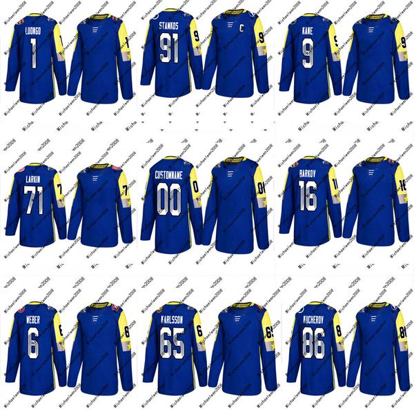 

71 Dylan Larkin Jersey 2018 All-Star Atlantic Division 1 Roberto Luongo 16 Aleksander Barkov 6 Shea Weber Custom Hockey Jerseys