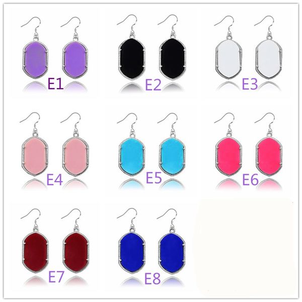 

мода посеребренные конфеты 8 цветов геометрия шестиугольник смолы друзы мотаться серьги для женщин марка ювелирных изделий, Silver