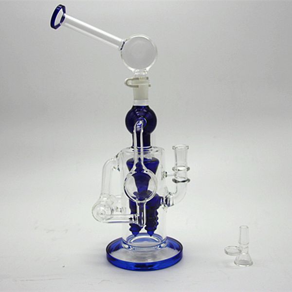 Bong Glass The Factory Un doppio riciclatore così intricato Bong in vetro Helix Perc Bong Oil Rig The Factory Free 2 Glass Bowl