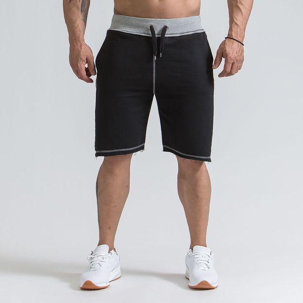 

naturals bodybuilding shorts fitness workout 3 inseam bottom cotton male fashion casual short pants brand clothing mma muay thai, White;black