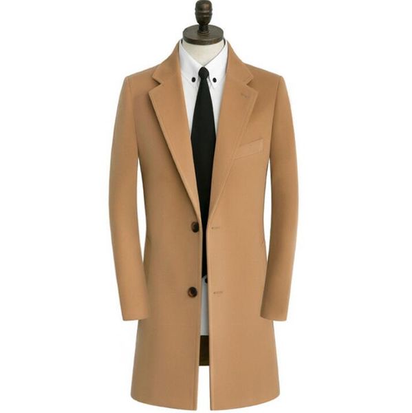 

autumn winter casual woolen coat men trench coats long sleeves overcoat mens cashmere coat casaco masculino england khaki black