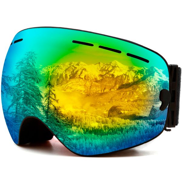 

maxjuli ski goggles, snowboard goggles uv protection, snow goggles helmet compatible for men women boys girls kids, anti fog otg