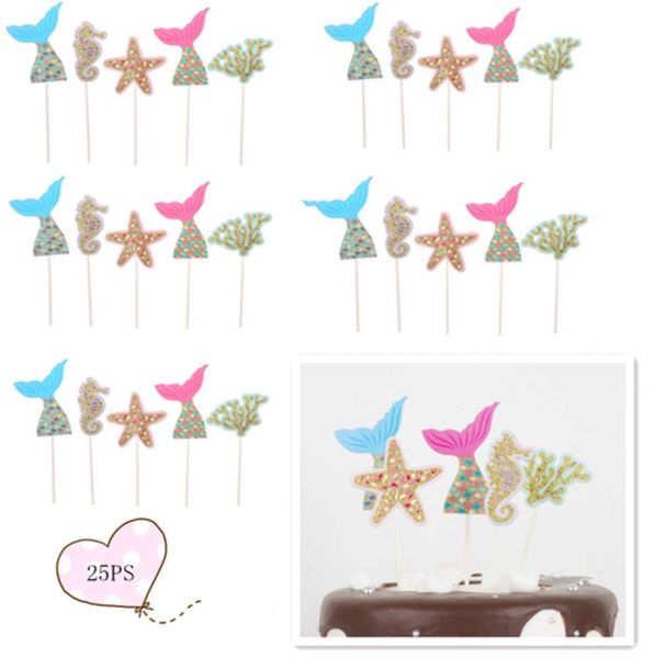 Mermaid Tail Starfish Seahorse Cake Cupcake Topper For Baby Shower
