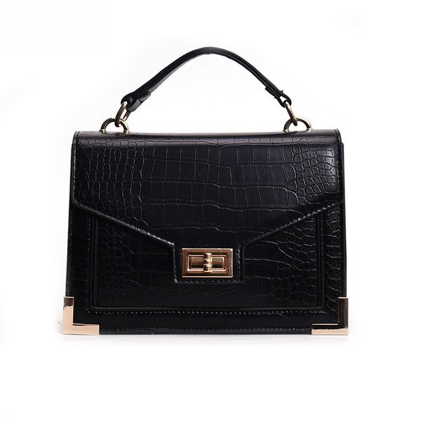 

fashion tote bag female square bag 2018 new quality pu leather women crocodile pattern lock shoulder messenger bags