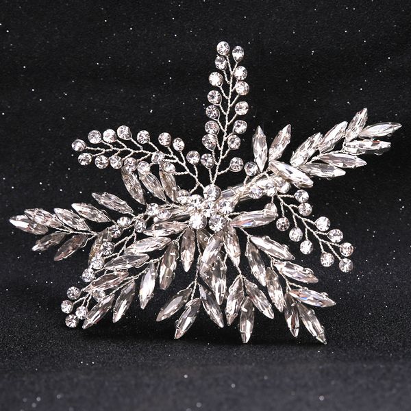 

crystal leaf hairpin bridal hair accessories rhinestones wedding accessories hair jewelry party bridesmaid headpiece, Slivery;golden