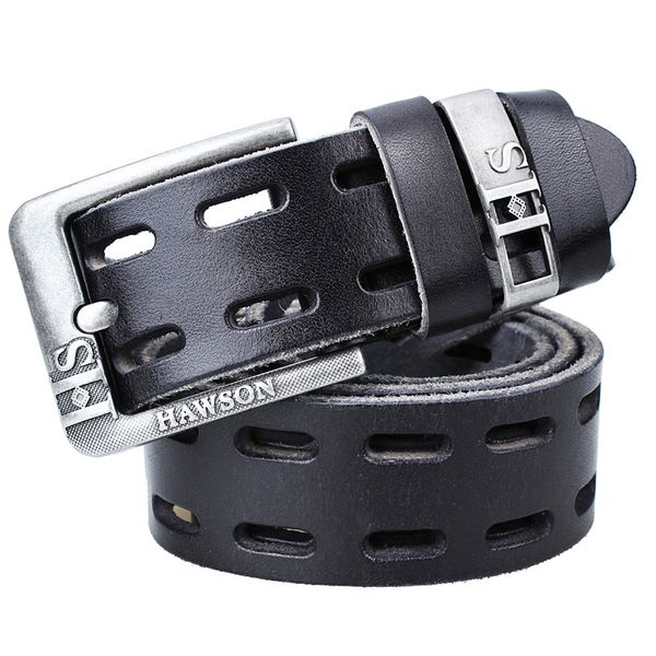

hawson black cowboy leather belt 1.5 inch width belts italian leather strap with antique silver buckle, Black;brown