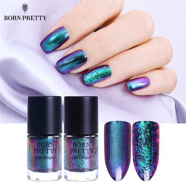 

born pretty chameleon nail polish 9ml gold violet galaxy glitter sunset glow sequins nail lacquer varnish (black base needed