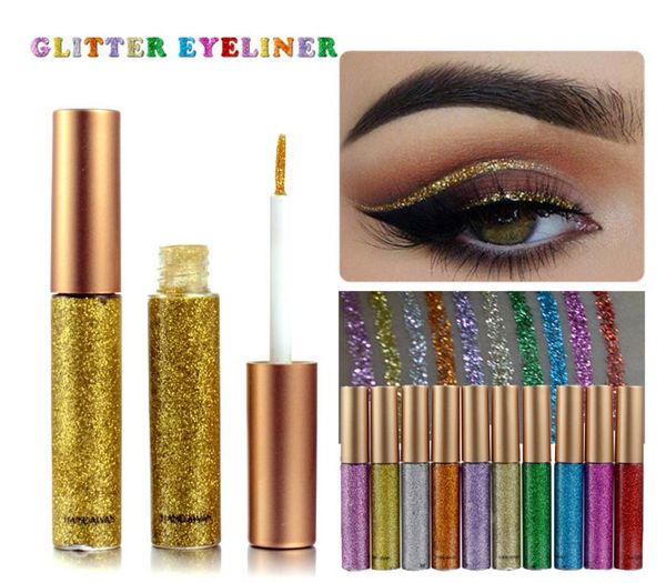 Alta qualità HANDAIYAN Liquid Glitter Eyeliner Matita 10 colori Metallic Shine Eye Shimmer Shadow 10 colori